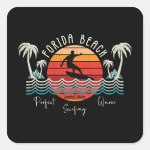 Sticker Carré Retro Florida Beach Surf