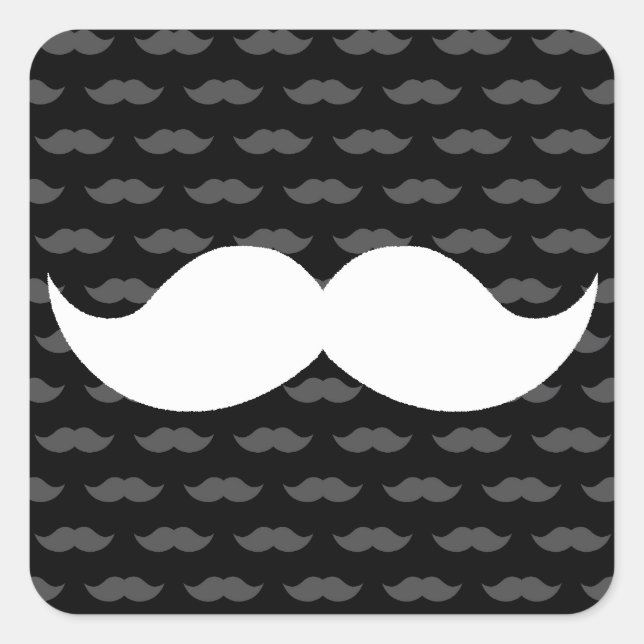 Sticker Carré Retro Funny Handlebar Mustache Moustache (Devant)