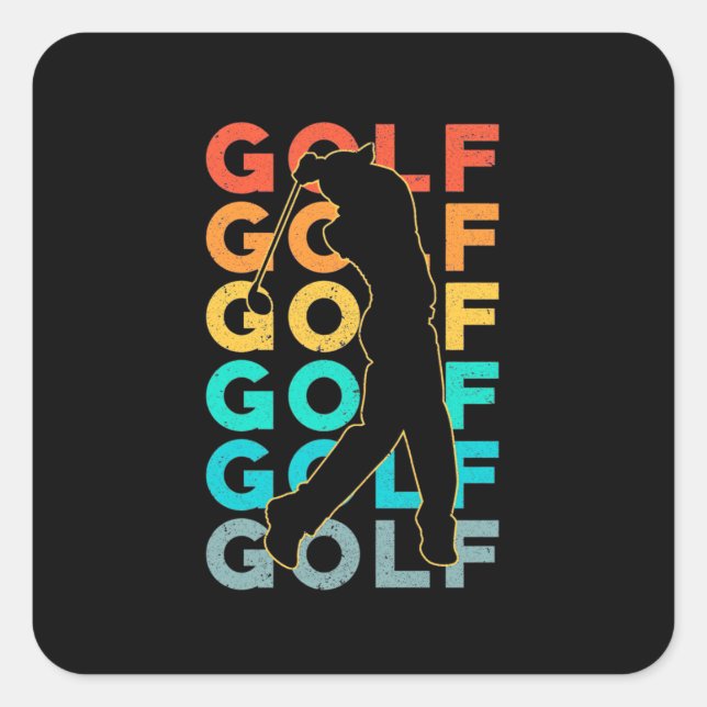 Sticker Carré Retro Golfer (Devant)