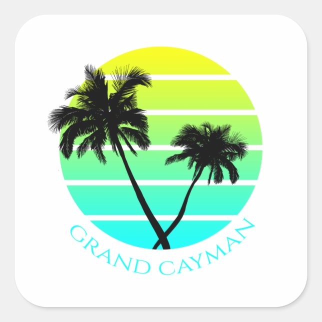 Sticker Carré Retro Grand Cayman (Devant)