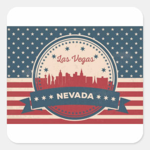 Sticker Carré Retro Las Vegas Skyline