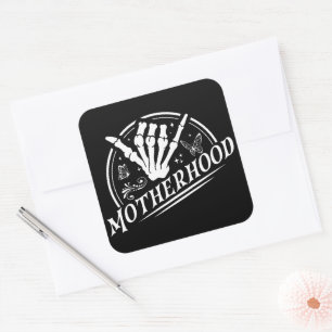 Sticker Carré Retro Motherhood Rock Skeleton Sarcastic Mom Cadea