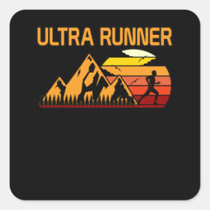 Sticker Carré Rétro Runner Half Marathon Running Lover Graphic