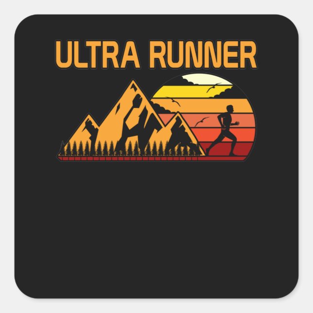 Sticker Carré Rétro Runner Half Marathon Running Lover Graphic (Devant)