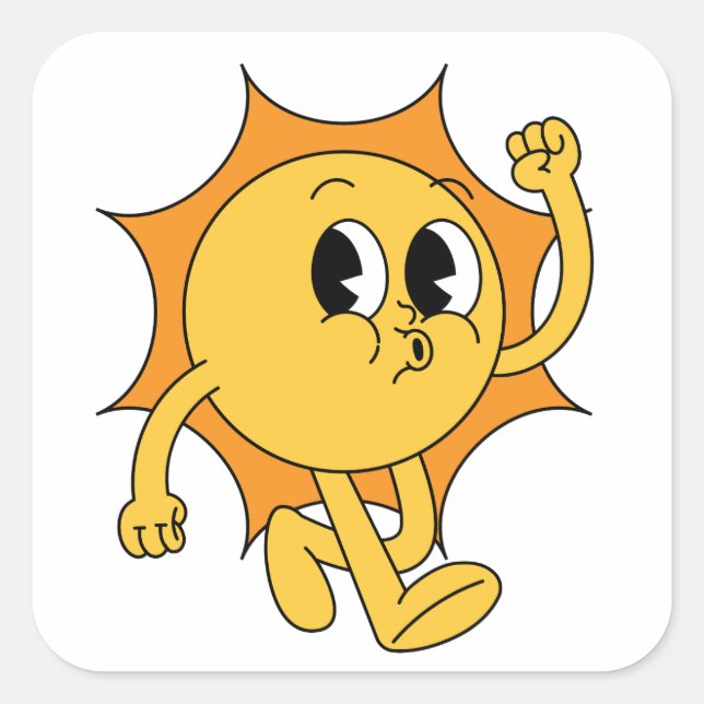 Sticker Carré Retro Sun Smiley (Devant)