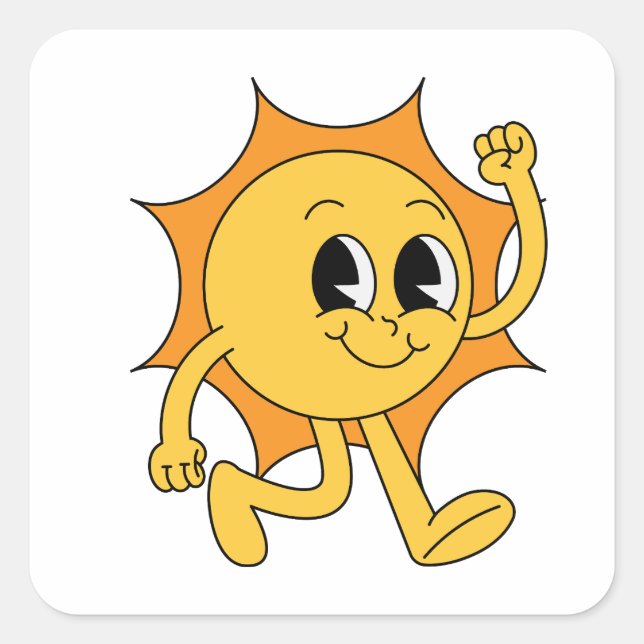Sticker Carré Retro Sun Smiley (Devant)