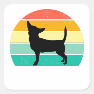 Sticker Carré Retro Sunset Chihuahua