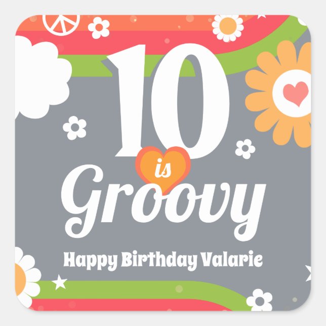 Sticker Carré Retro Super 10e anniversaire (Devant)