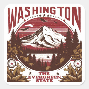 Sticker Carré Retro Washington