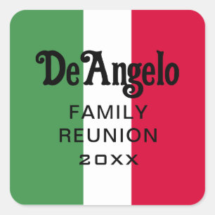 Sticker Carré Réunion de nom de famille italien personnalisé