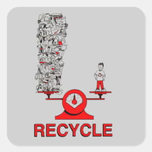 Sticker Carré Réutilisez l'autocollant de déchets