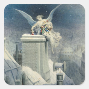 Sticker Carré Réveillon de Noël - Gustave Dore