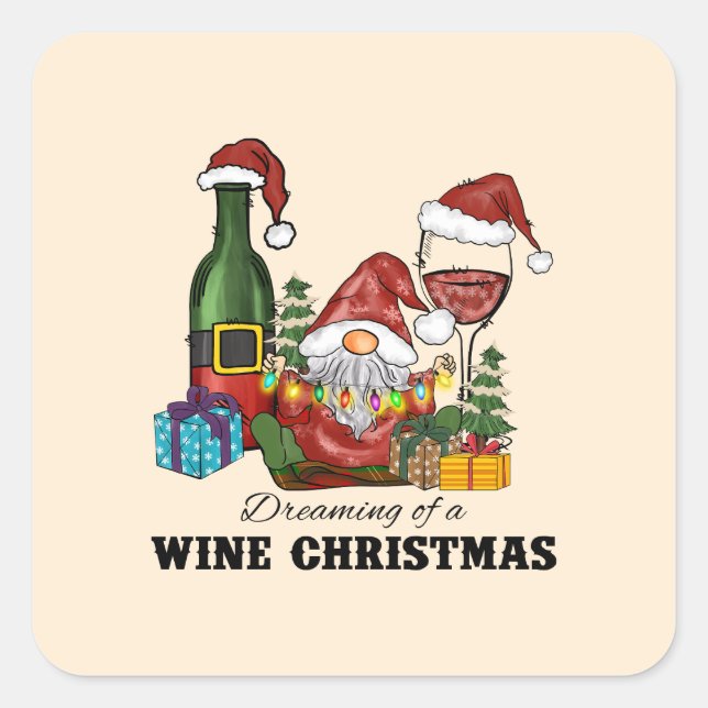 Sticker Carré Rêver d'un Noël de vin (Devant)