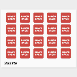 Sticker Carré Reviens ! Blanc sur rouge