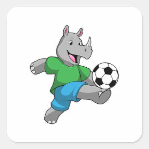 Sticker Carré Rhino comme joueur de football avec Soccer