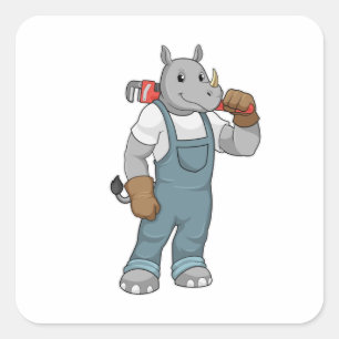 Sticker Carré Rhino en Handyman avec Pince à pompe à eau