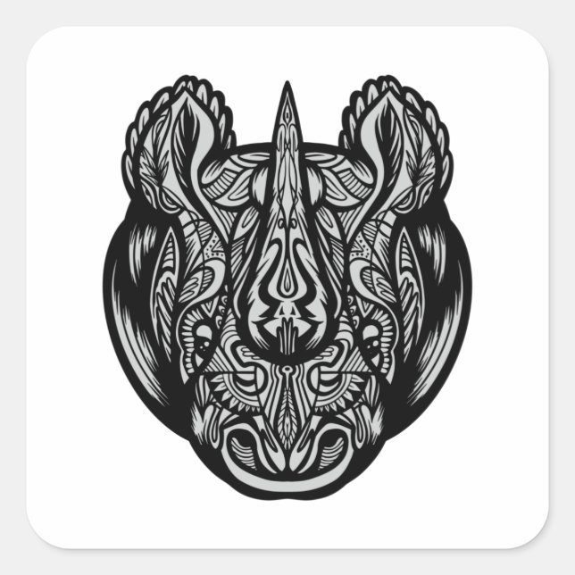 STICKER CARRÉ RHINO MANDALA (Devant)