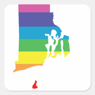 Sticker Carré rhode island arc-en-ciel