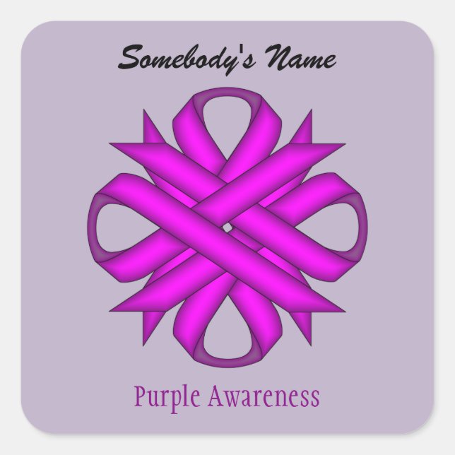 Sticker Carré Ribbon de Clover violet par Kenneth Yoncich (Devant)