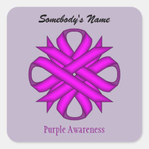 Sticker Carré Ribbon de Clover violet par Kenneth Yoncich