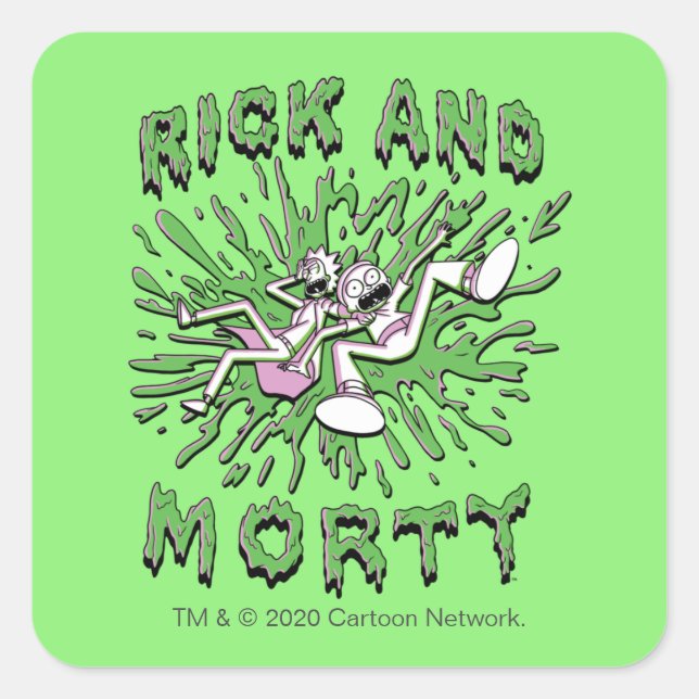 Sticker Carré RICK ET MORTY™ | Falling Into Acid (Devant)