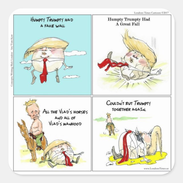 Sticker Carré Rick London "Trumpty Dumpty" Drôle cadeau Trump (Devant)