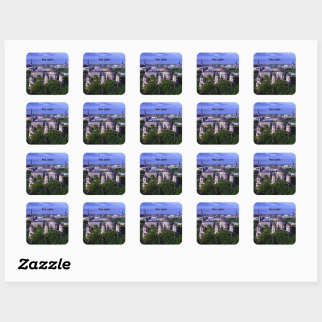 Sticker Carré Riga, Latvia cityscape (Feuille)