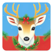 Rindeer Festif avec couronne de Vacances