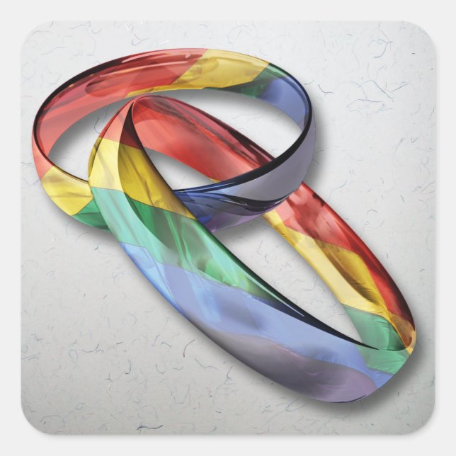 Sticker Carré Rings de Rainbow Wedding pour l'Equality (Devant)