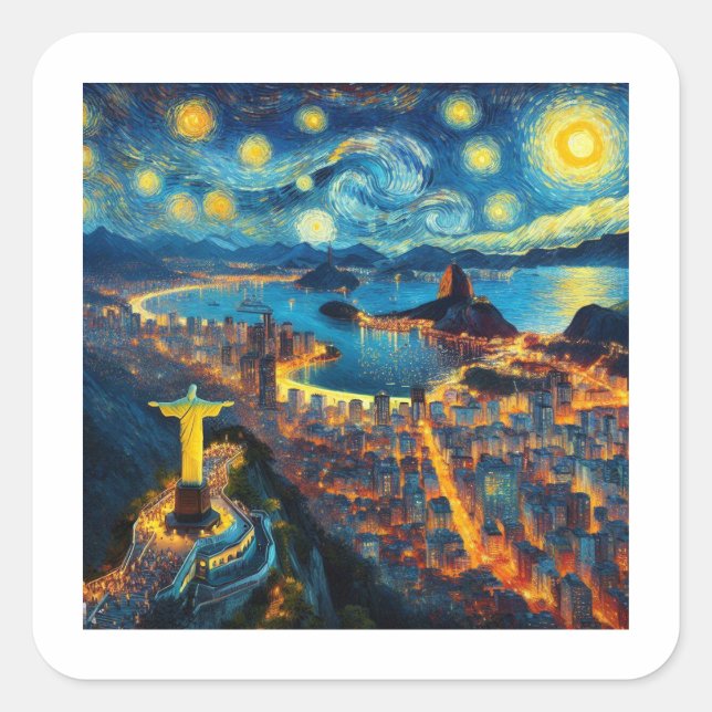 Sticker Carré Rio De Janeiro Brésil étoile (Devant)
