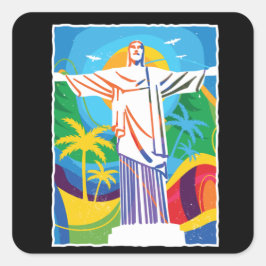 Sticker Carré Rio de Janeiro Cristo Redentor Brésil coloré