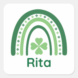 Sticker Carré Rita Nom Clover Boho Rainbow