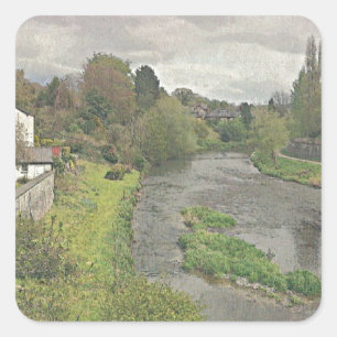 Sticker Carré River Hafren à Newtown, Powys
