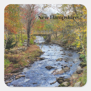 Sticker Carré Rivière de l'automne du New Hampshire
