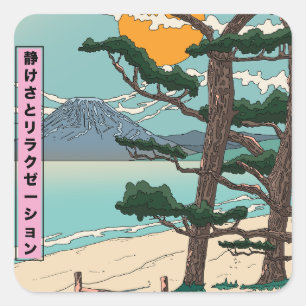 Sticker Carré Rivière japonaise calme et relaxation.