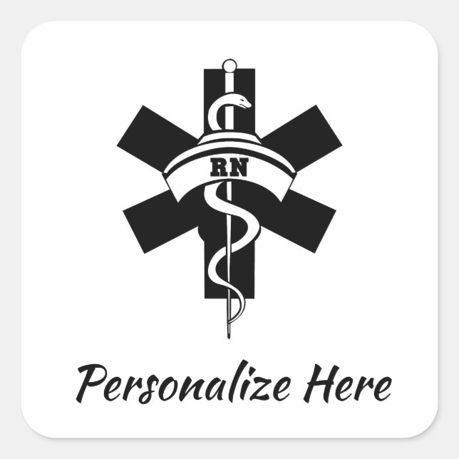 Sticker Carré RN Nurses Medical Symbol    (Devant)
