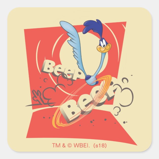 Sticker Carré ROAD RUNNER™ BEEP BEEP!™ Graphique de coucher de s (Devant)