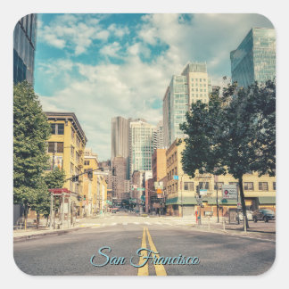 Sticker Carré Road to Downtown San Francisco Cityscape