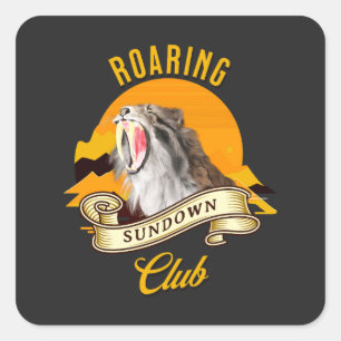 Sticker Carré Roaring Sundown Club Sabertooth Tiger
