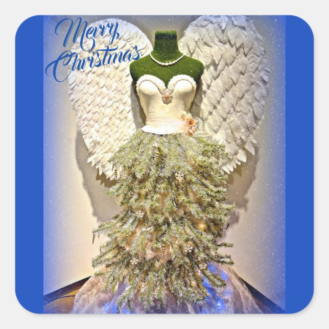 Sticker Carré Robe Angel Mannequin Forme Arbre de Noël (Devant)