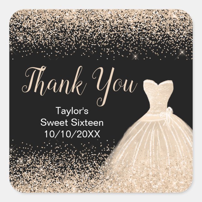 Sticker Carré Robe de Champagne Faux Parties scintillant Douce 1 (Devant)