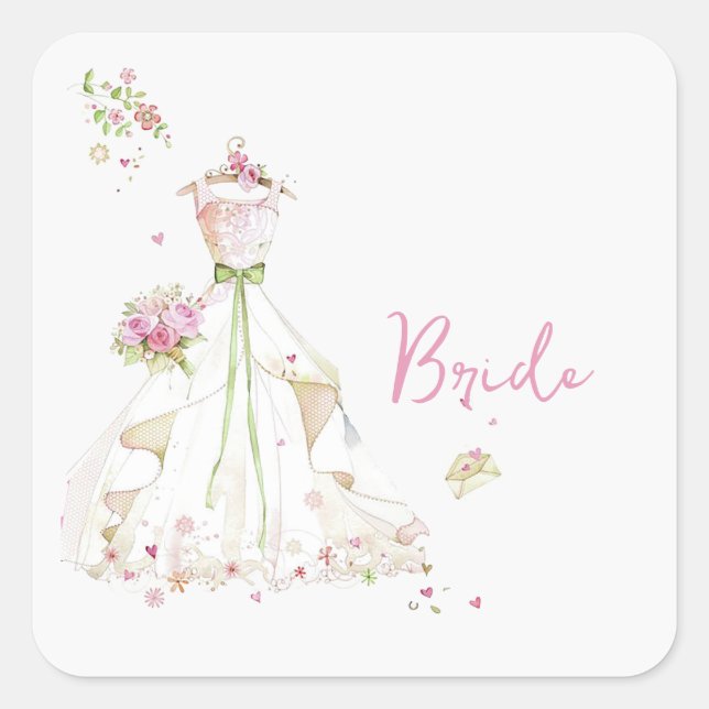 Sticker Carré Robe de mariée pour la fête de mariage  (Devant)