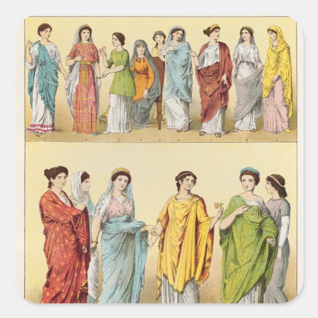 Sticker Carré Robe romaine féminine (Devant)