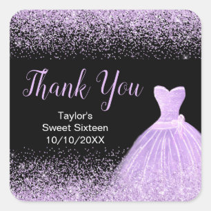 Sticker Carré Robe violette claire Faux Parties scintillant douc