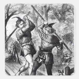 Sticker Carré Robin Hood et petit John