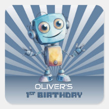 Robot Thème 1er Anniversaire Enveloppe Sceau