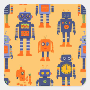 Sticker Carré robots uniques et amusants