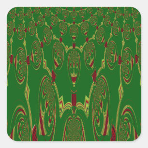 Sticker Carré Robots verts