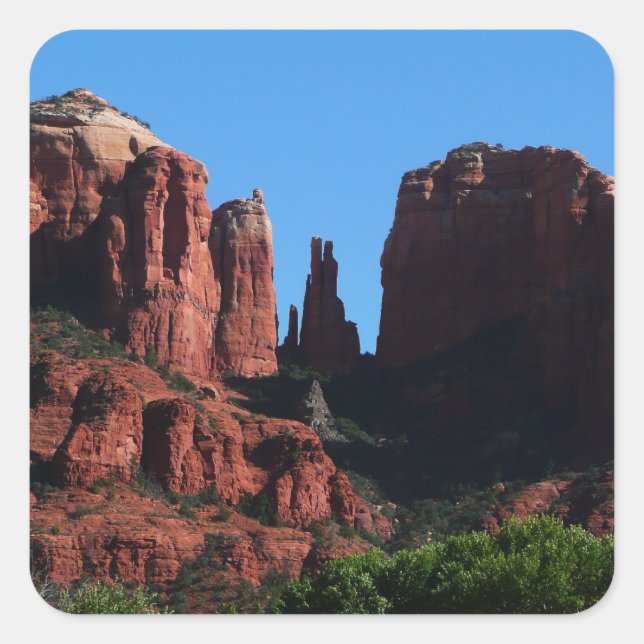 Sticker Carré Rocher de la Cathédrale à Sedona Arizona Monument (Devant)