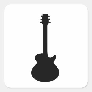 Sticker Carré Rock and Roll guitare électrique et acoustique